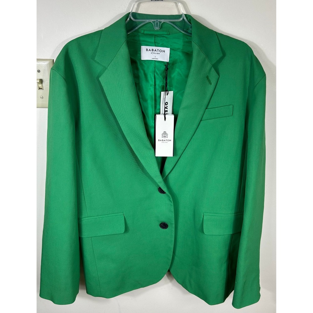 Aritzia Babaton Vogue Blazer Women 1 (XS) Green Wool Oversized Two‎ Button Luxe